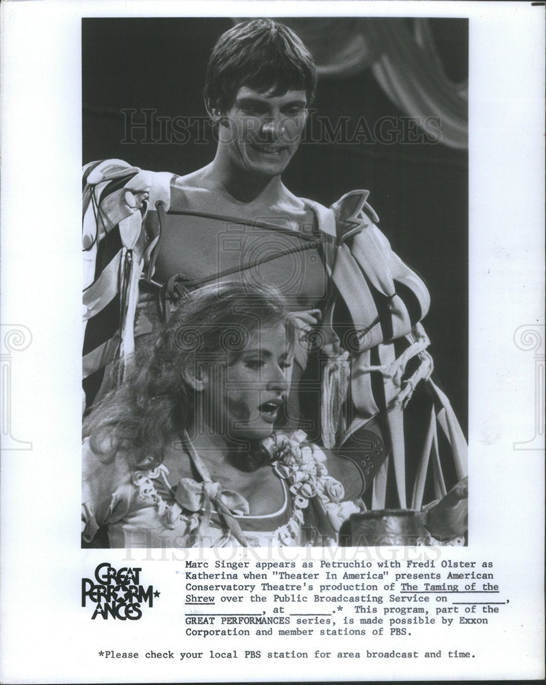 1977 Press Photo Marc Singer Petruchio Fredi Olster Katherina Theater America - Historic Images