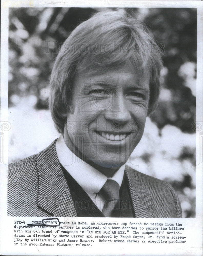 1984 Press Photo Chuck Norris An Eye For An Eye Actor - Historic Images