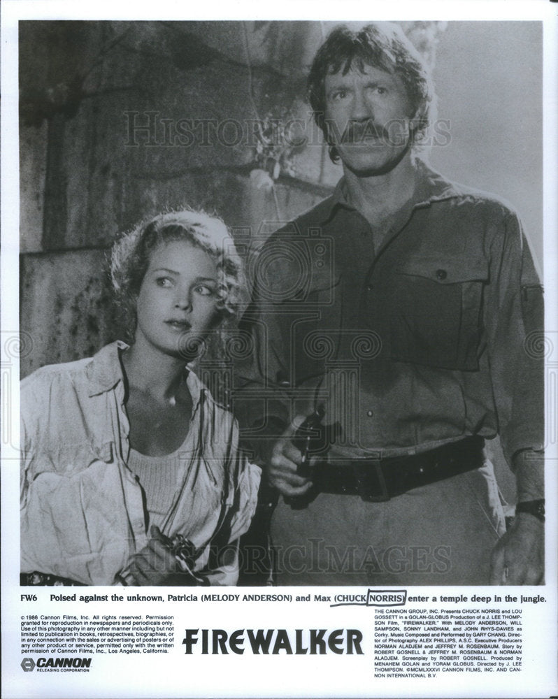 Press Photo Polsed Patricia Melody Anderson Max Chuck Norris Temple Deep Jungle - Historic Images