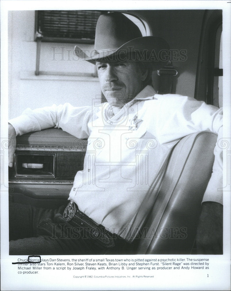 1982 Press Photo Chuck Norris Silent Rage Actor - Historic Images