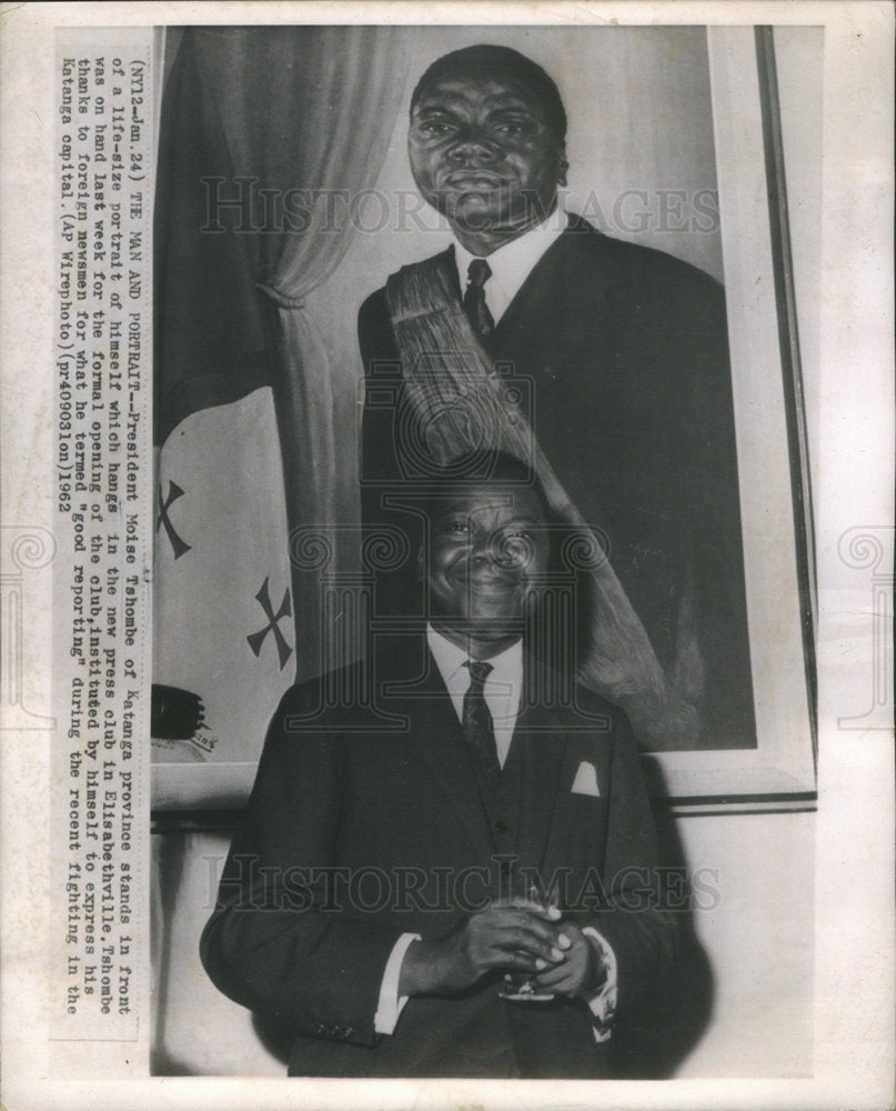 1962 President Moise Tshombe new press club Elisabethville Katanga - Historic Images