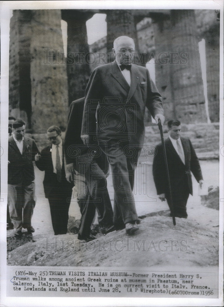 1956 Politician Former President Harry S. Truman Ancient Greek Ruins - Historic Images