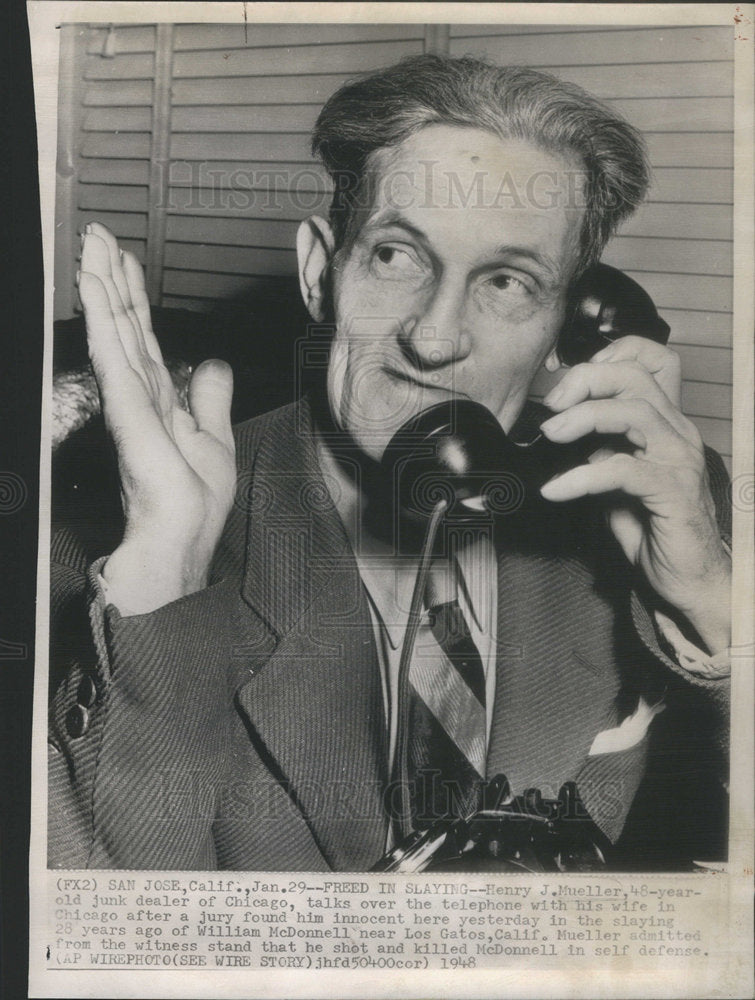 1948 Henry Nueller Junk Dealer Chicago Talk Telephone Wife Chicago - Historic Images