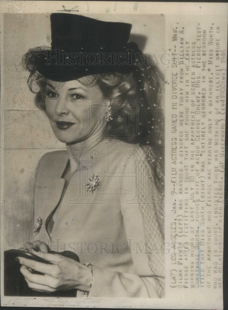 1946 Press Photo Actress Mrs. Wilma Pierce - Historic Images