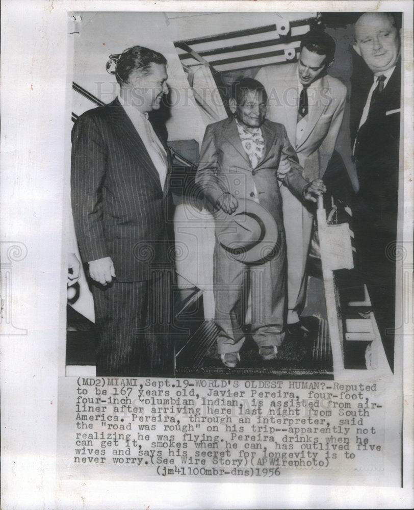 1956 JAVIER PEREIRA COLUMBIA INDIAN WORLD'S OLDEST MAN - Historic Images