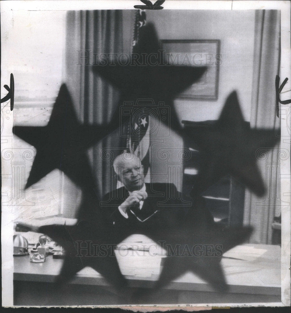 1963 Former President Eisenhower Works On His Book In His Office - Historic Images