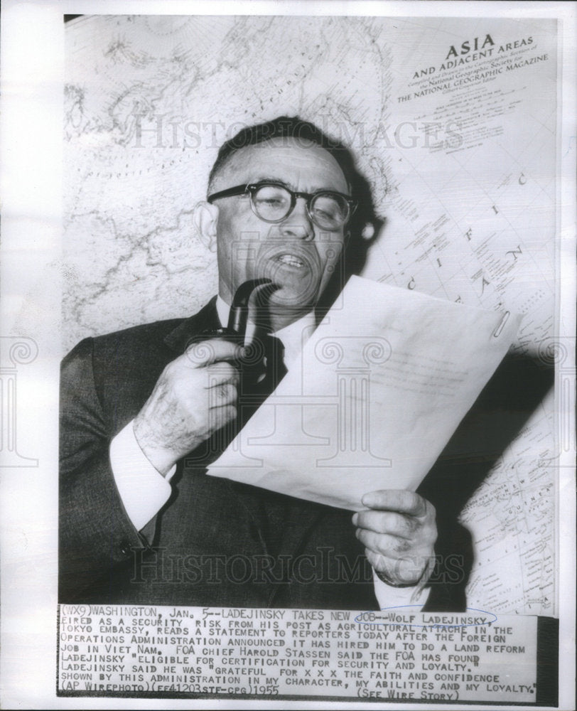 1955 WOLF LADEJINSKY AMERICAN AGRICULTURAL ECONOMIST RESEARCHER - Historic Images