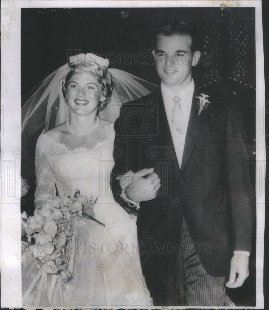 1959 Press Photo Alan Ladd Jr,son of the actor and bride Patricia Ann Beazley - Historic Images
