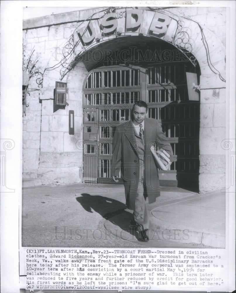 Press Photo Turncoat Edward Dickenson Released From Prison - Historic Images