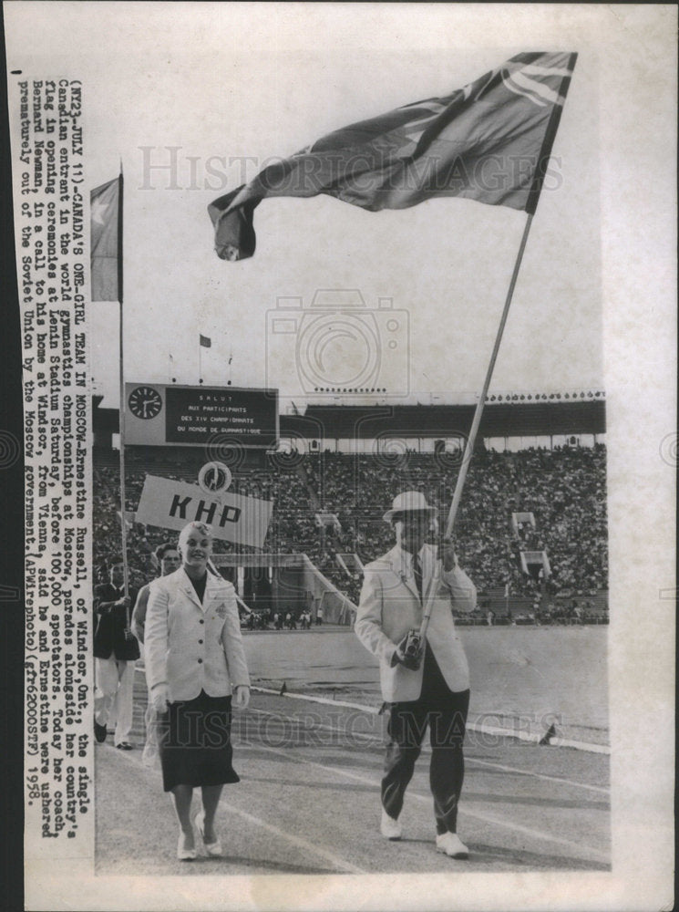 1958 Press Photo Ernestine Russell world gymnastics - Historic Images