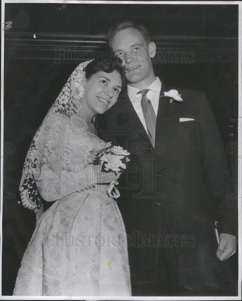 1959 Press Photo Wedding Of Margarita Simpson And Jorgen Larsen-Badse Of Denmark - Historic Images