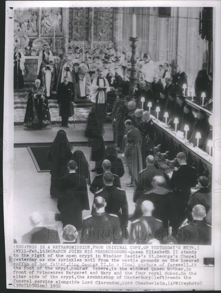 1952 Press Photo Queen Elizabeth II King George VI Casket Margaret Mary Windsor - Historic Images