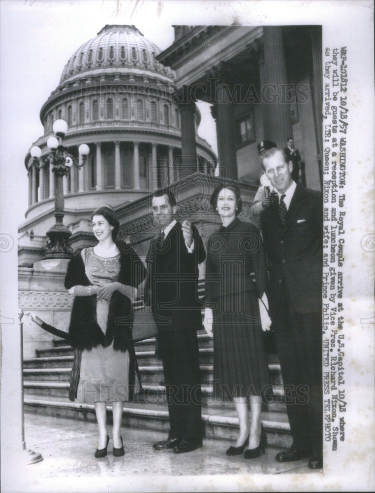 1957 Queen nixon and wife Prince Philip - Historic Images