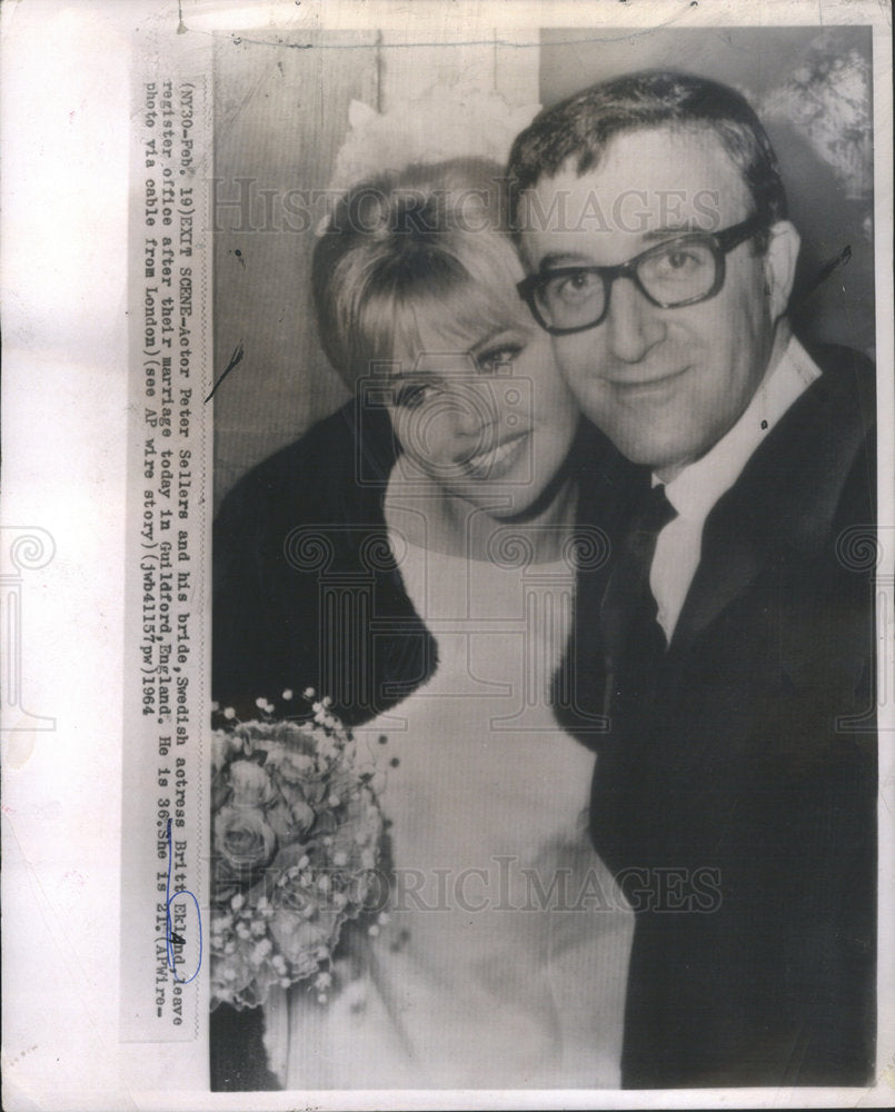 1964 Peter Sellers Britt Ekland Actors Marriage Guildford England-Historic Images