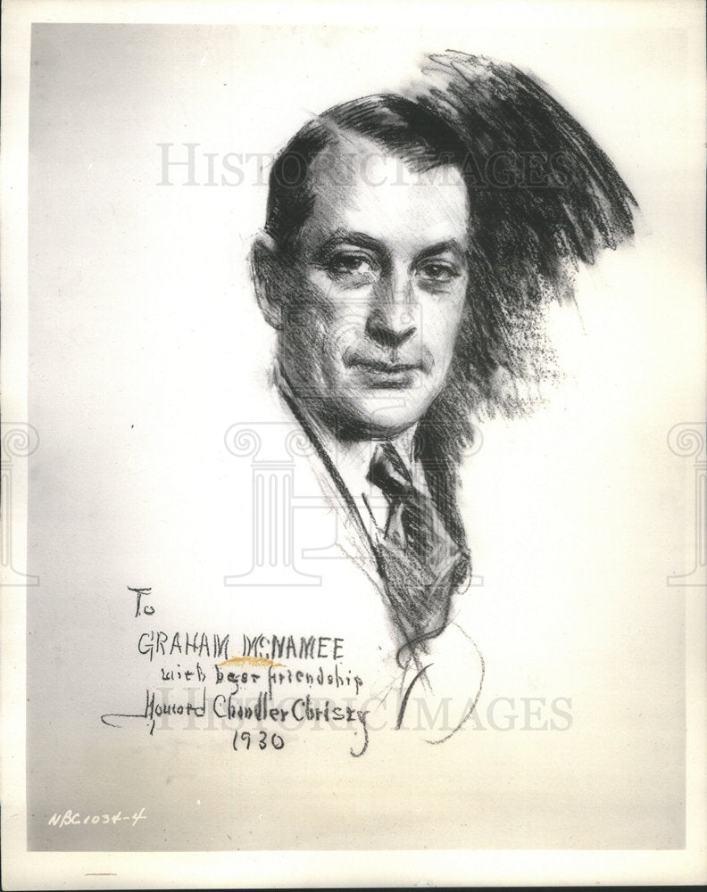 1930 Artist Christy Autographed To McNamee Drawing - Historic Images