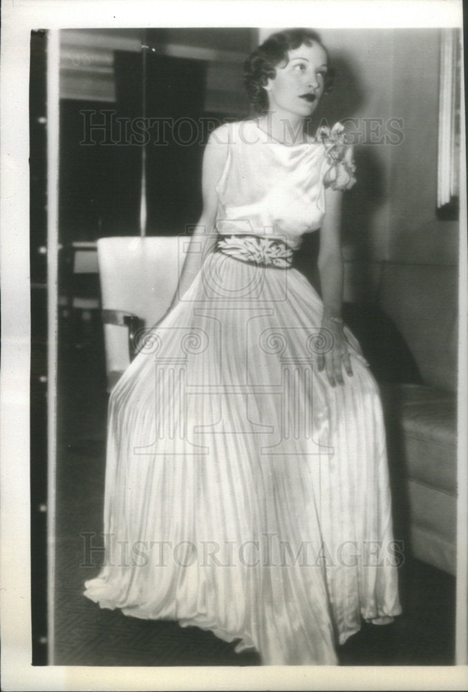 1935 Mrs McNamee Wearing Evening Gown Corsage - Historic Images