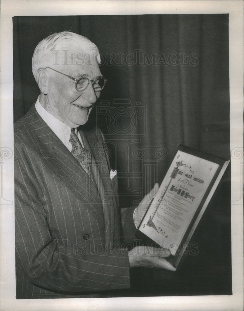 1957 Press Photo Scroll Honor Presented Honorable John P McGoorty - Historic Images