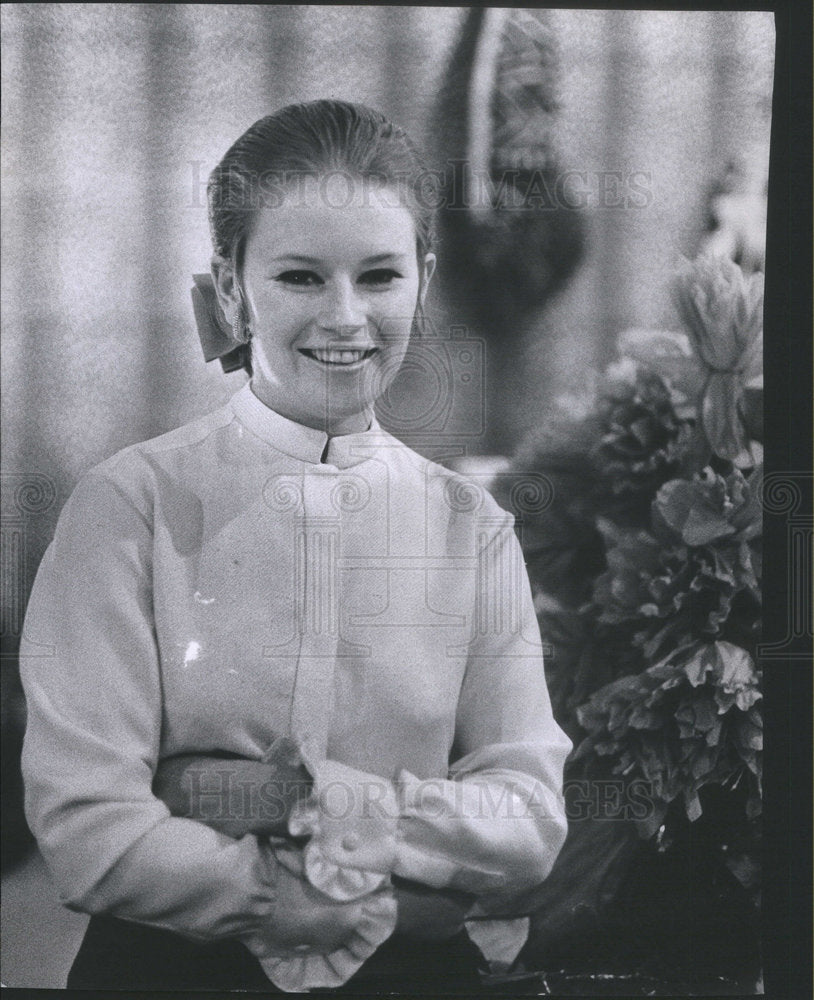 1969 Socialite Mrs Dorr Standing Beside Plants - Historic Images