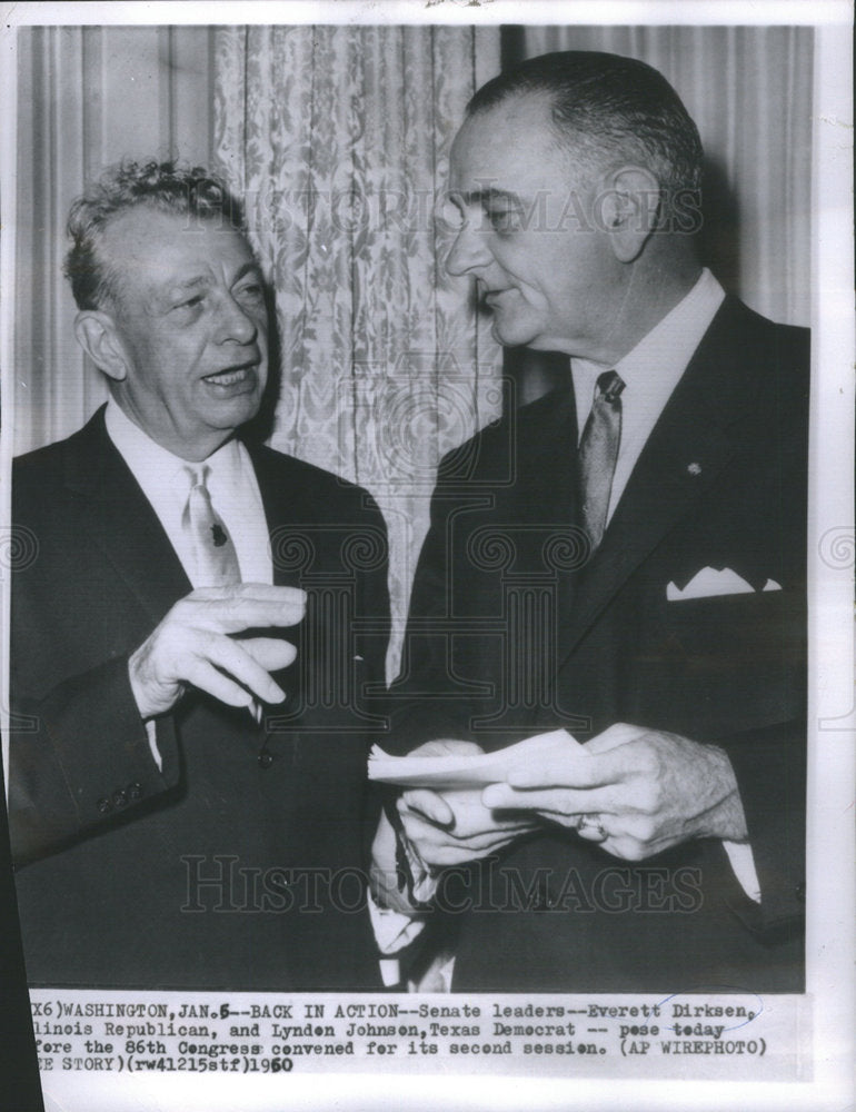 1960 Press Photo Senate Leaders Everett Dirksen Lyndon Johnson 86th Washington - Historic Images