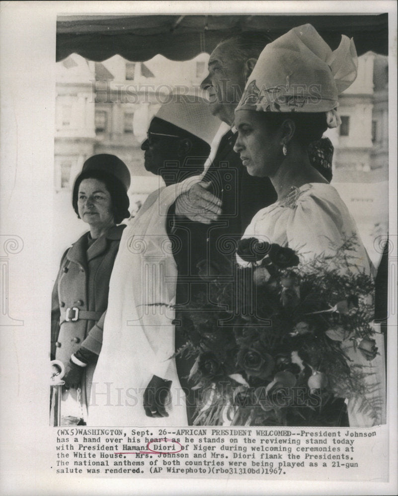 1967 Nigerian Pres Hamani Diori And Pres Johnson Watching Ceremonies - Historic Images