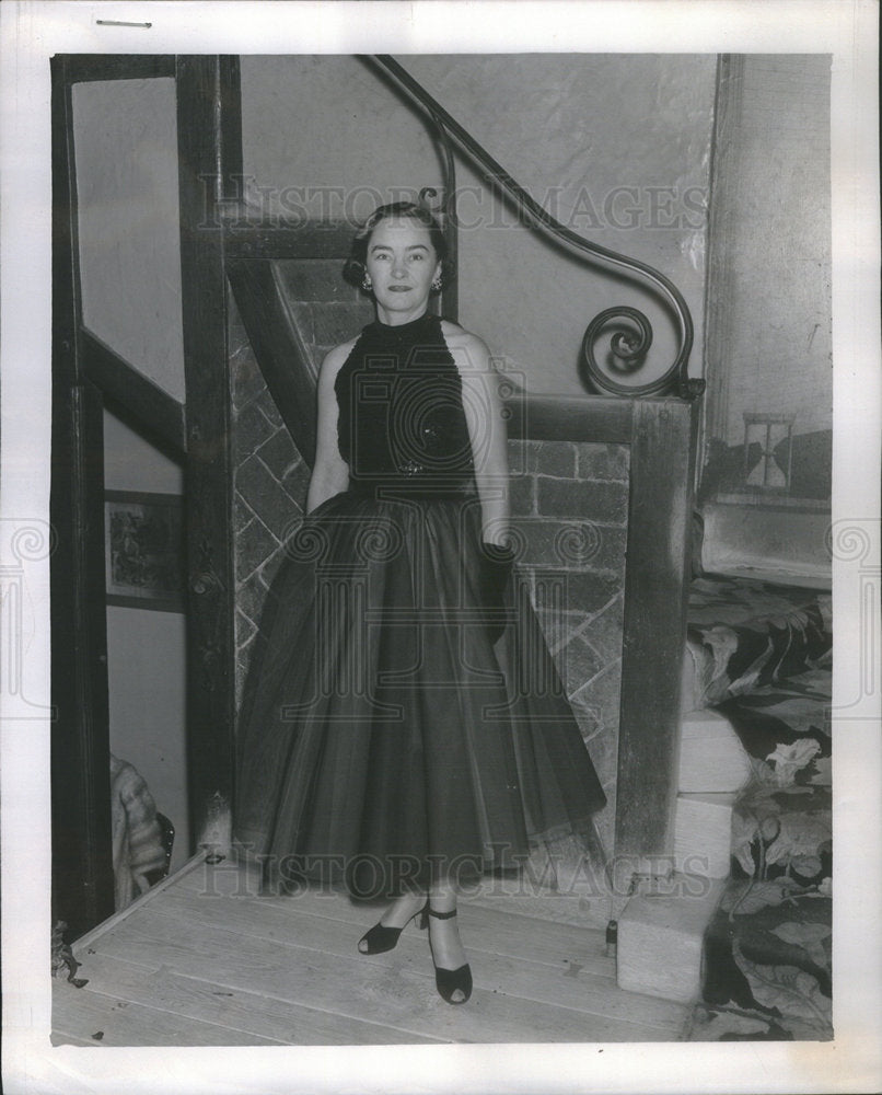 1952 Press Photo Key Club Member Maley Modeling Evening Dress - Historic Images