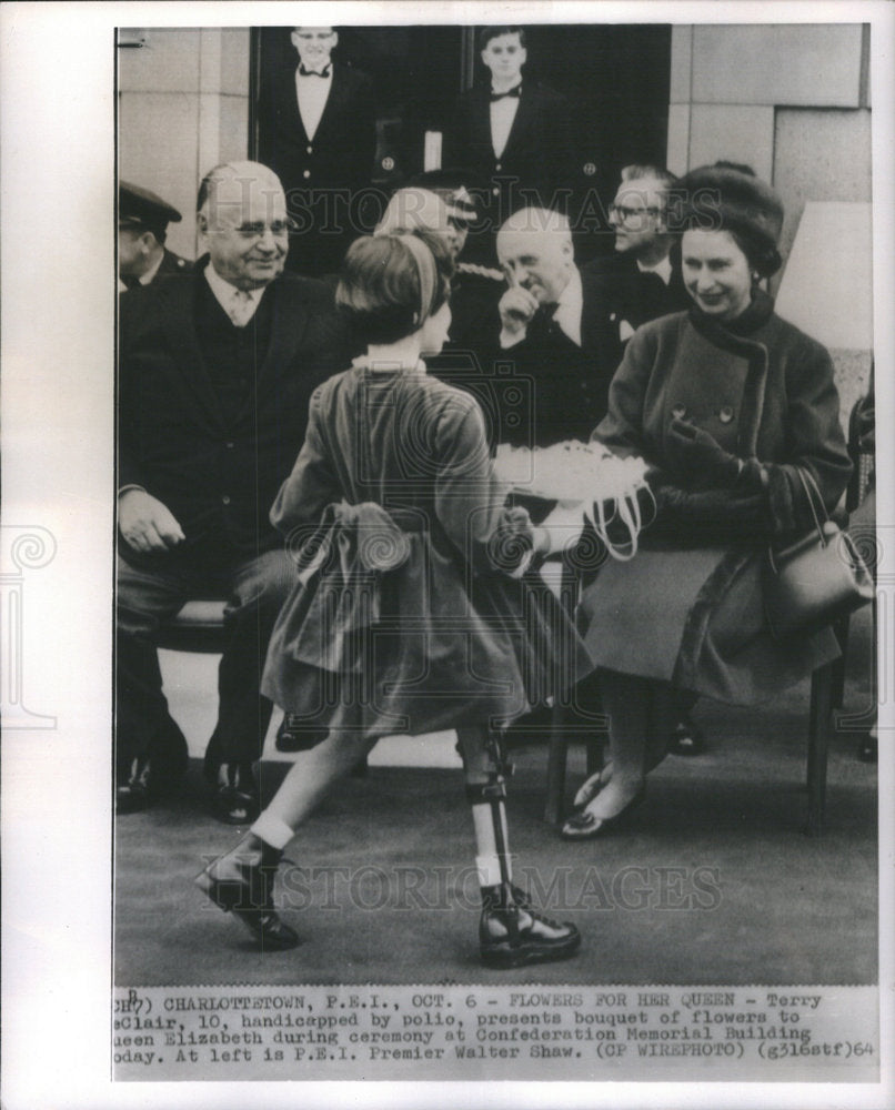 1964 Queen Elizabeth Terry Clair Polio Walter Shaw P.E.I. Premier - Historic Images