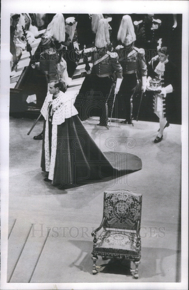 1953 Press Photo Duke Of Edinburgh At Coronation Ceremony - Historic Images