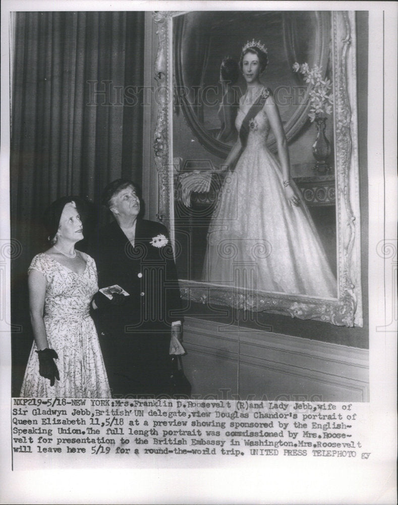 Press Photo Roosevelt Elizabeth II Painting - Historic Images