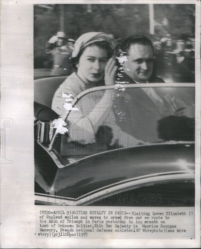 1957 Queen Elizabeth II/England/Maurice Bourges Manoury/France - Historic Images