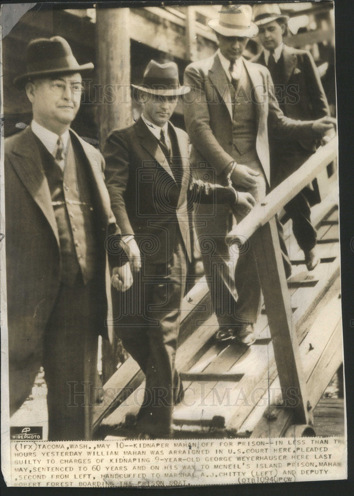 1936 Press Photo Kidnapper William Mahan Sentenced To Prison - RSC62397 - Historic Images