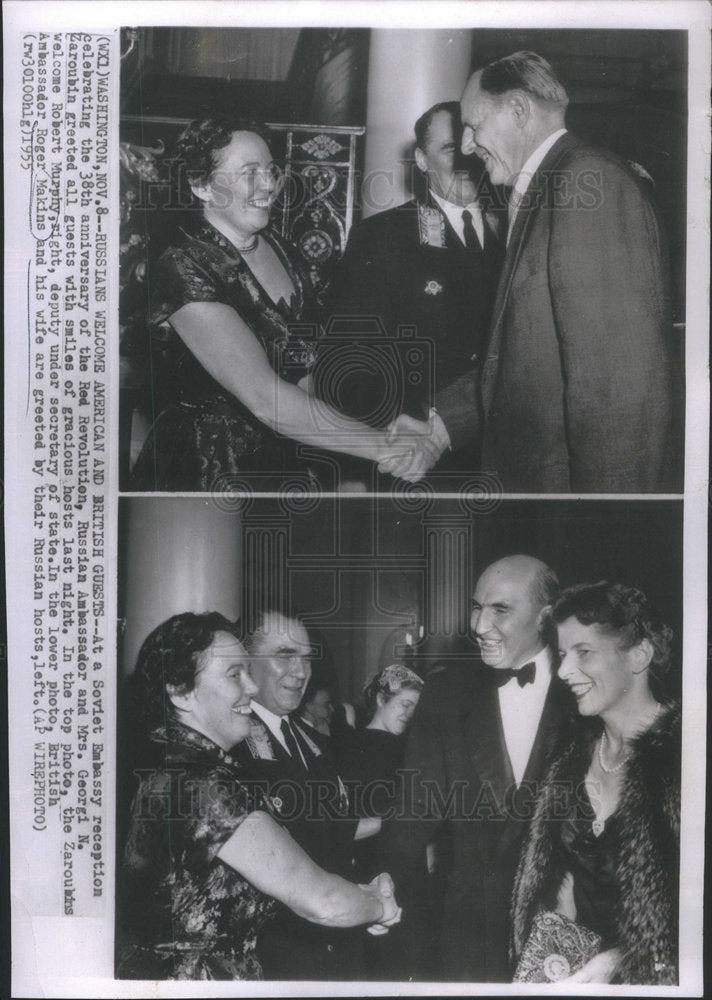 1955 Press Photo Georgi Zaroubin Russian Ambassador Red Revolution - Historic Images