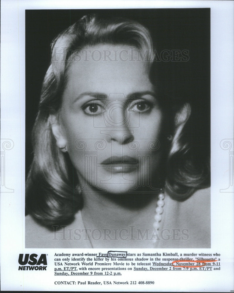 Press Photo Faye Dunaway Silhouette Academy Award Winner - Historic Images