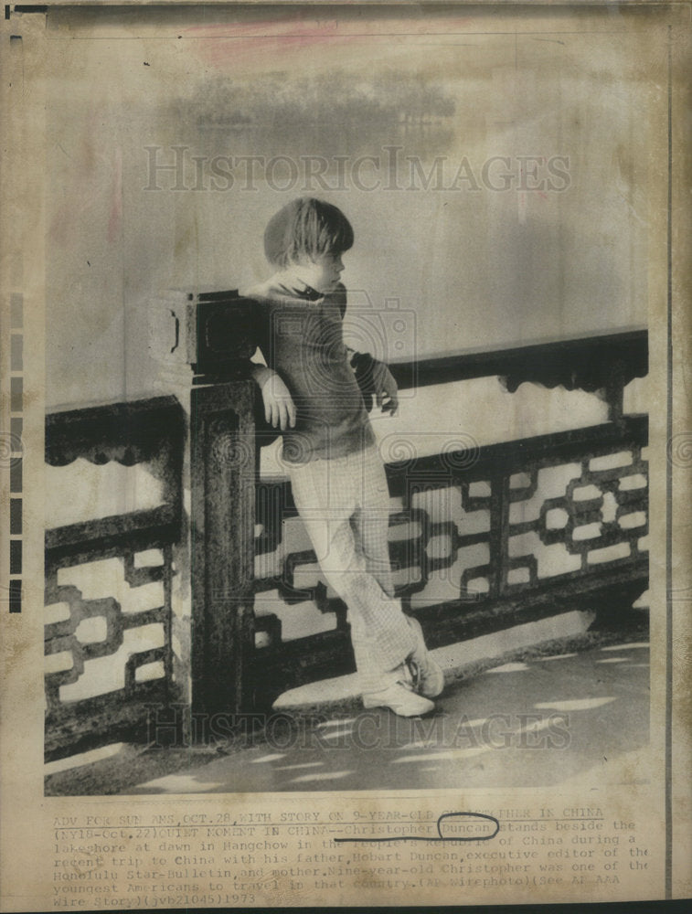 1973 Press Photo Christopher Duncan in China. - RSC62879 - Historic Images