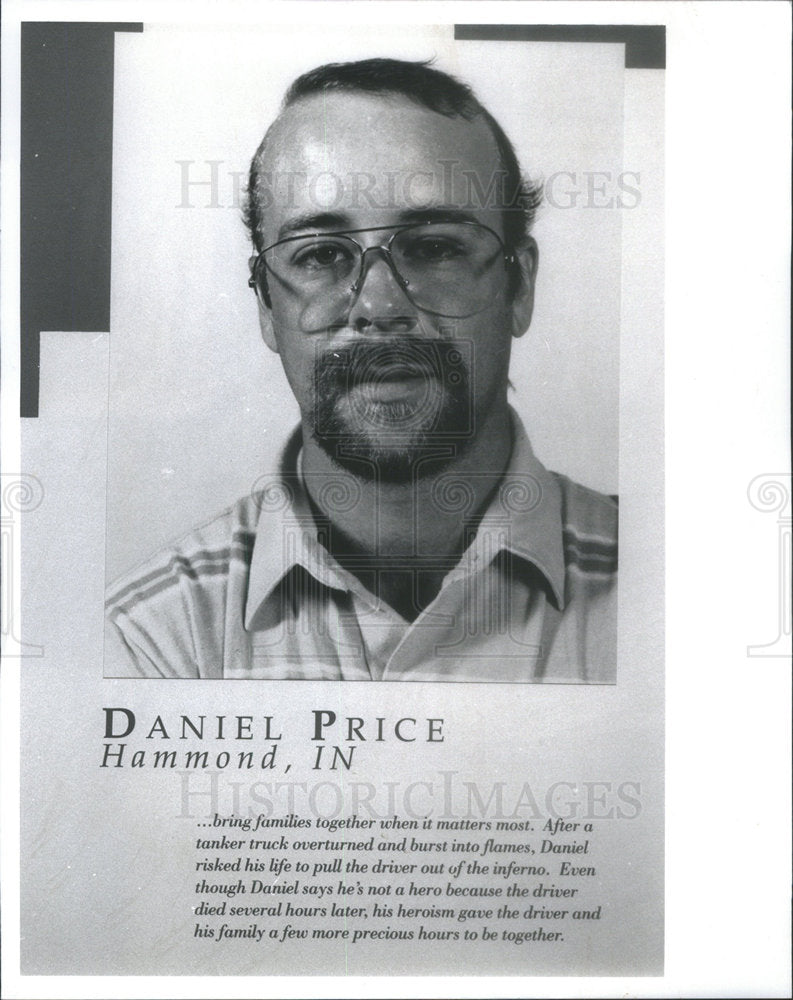 1992 Press Photo Daniel Price Hammond Indiana Pulled Truck Driver Fiery Vehicle - Historic Images