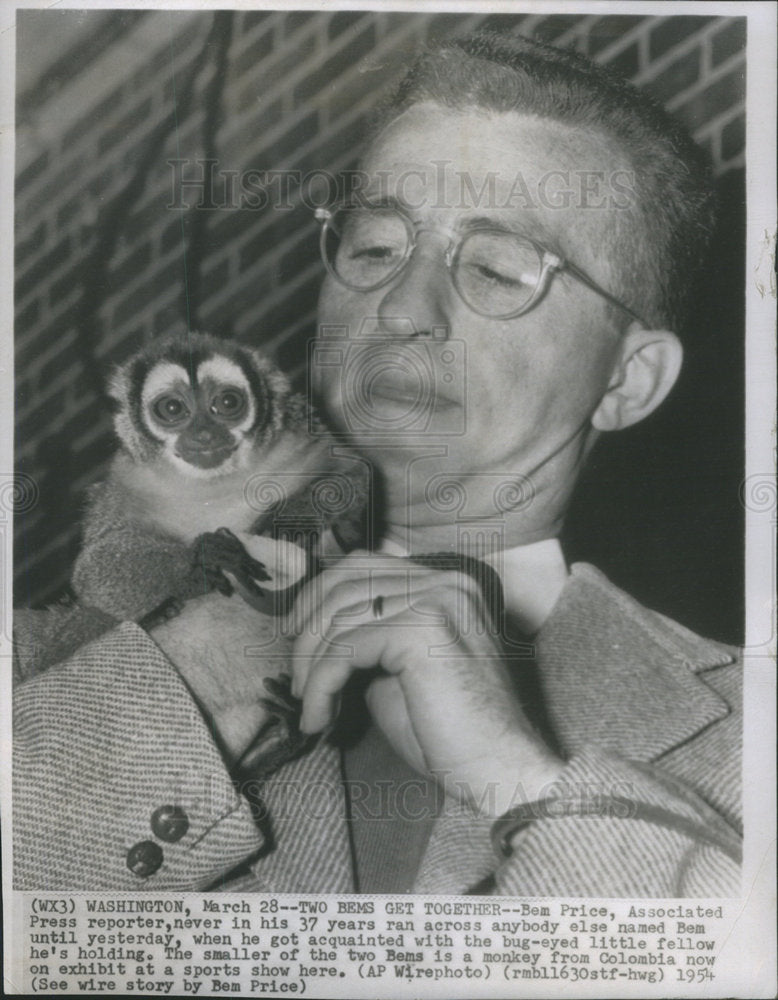 1954 Press Photo Bem Price reporter - Historic Images