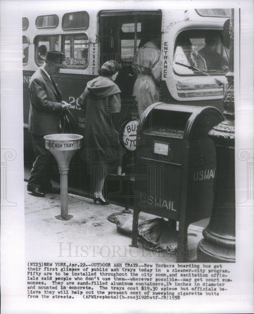 1958 Public Ash Trays On New York City Streets - Historic Images