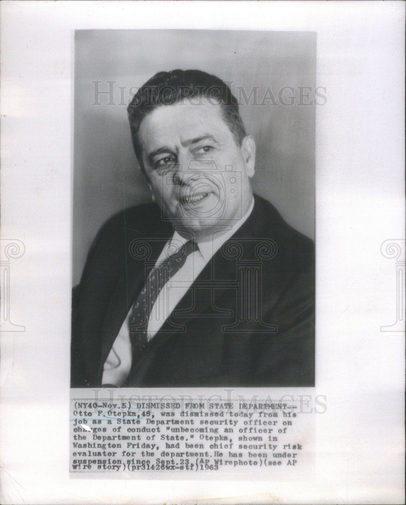 1963 Otto Otepka Dismissed State Department Security Officer - Historic Images