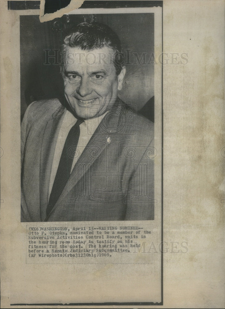 1969 Press Photo Otto F Otepka Subversive Activities Control Board - Historic Images