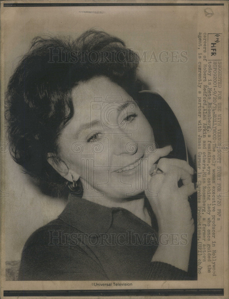 1974 Press Photo Meta Rosenberg, only woman executive producer in Hollywood. - Historic Images