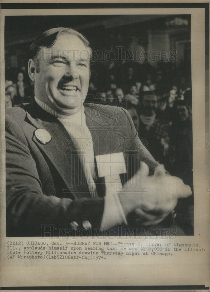 1974 Press Photo Thomas Oliver, Winner of Ill. State Lottery Millionaire Drawing - Historic Images