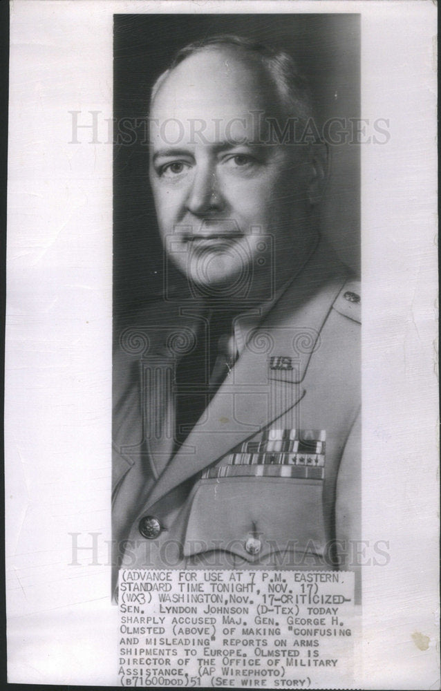 1951 Accused Maj. Gen. George H. Olmsted Regarding Arms Shipments - Historic Images