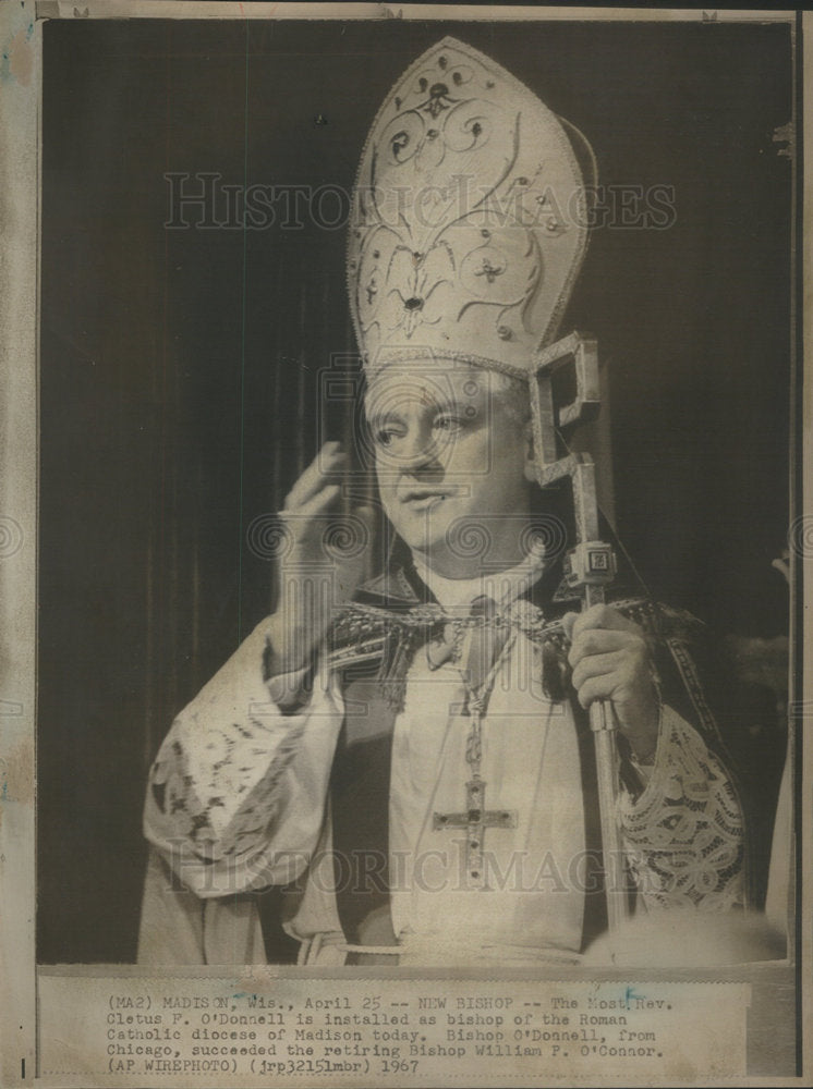 1967 Press Photo Rev Cletus O&#39;Donnell Catholic Bishop William O&#39;Connor Chicago - Historic Images