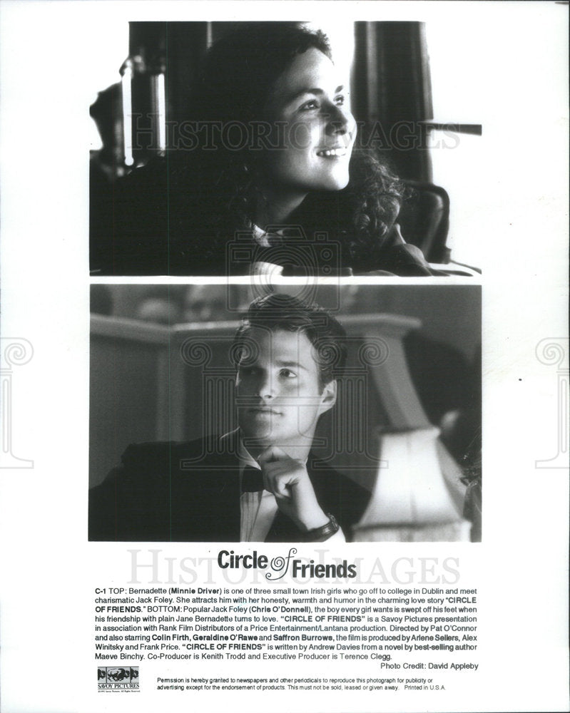 1995 Press Photo Minnie Driver & Chris O'Donnell "Circle of Friends" - RSC64779 - Historic Images