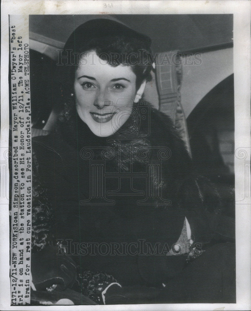 1950 Sloan Simpson Ex-Model &amp; Girlfriend to Mayor William O&#39;Dwyer - Historic Images