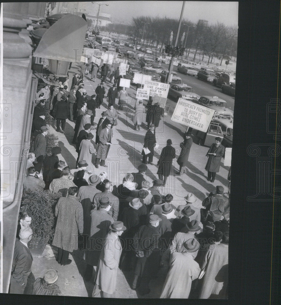 19559 Protesters Demonstration Anastas Mikoyan Chicago - Historic Images