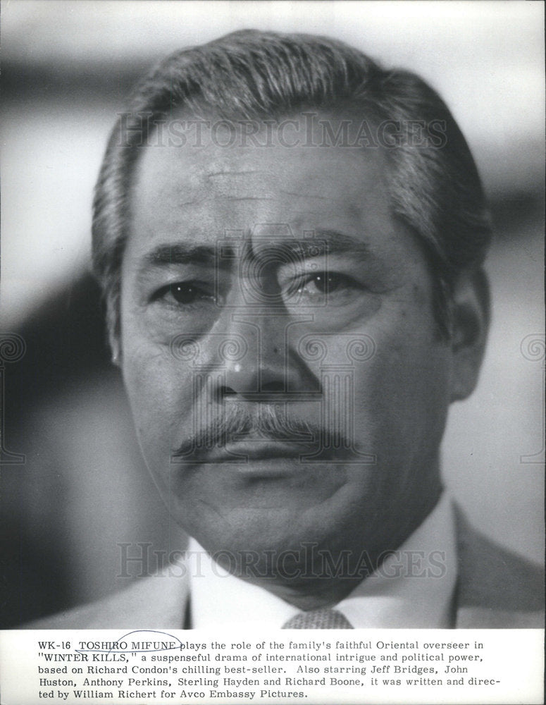 1979 Press Photo Actor Toshiro Mifune in &quot;Winter Kills.&quot; - Historic Images