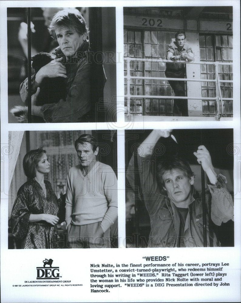 1987 Press Photo Nick Nolte Rita Taggart Weeds - Historic Images