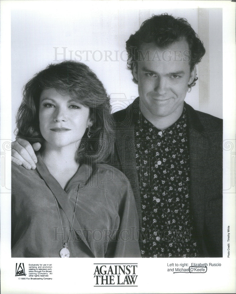 PRESS PHOTO MICHAEL O'KEEFE AMERICAN FILM TELEVISION ACTOR ELIZABETH RUSCIO - Historic Images