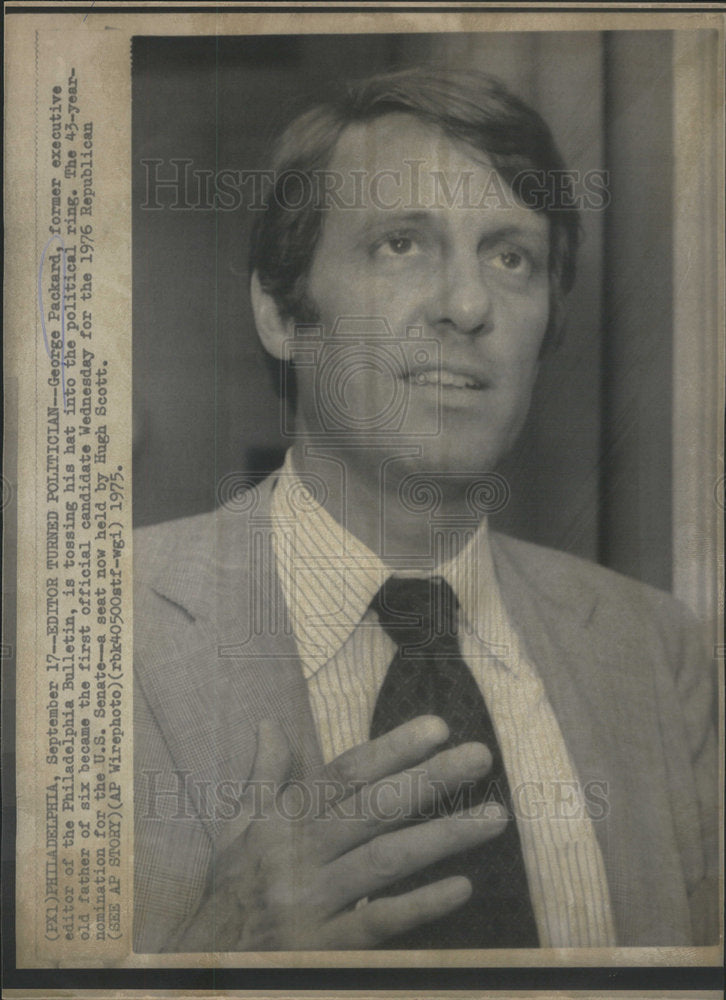 1977 Press Photo George Packard executive editor Philadelphia Bulletin Politics - Historic Images