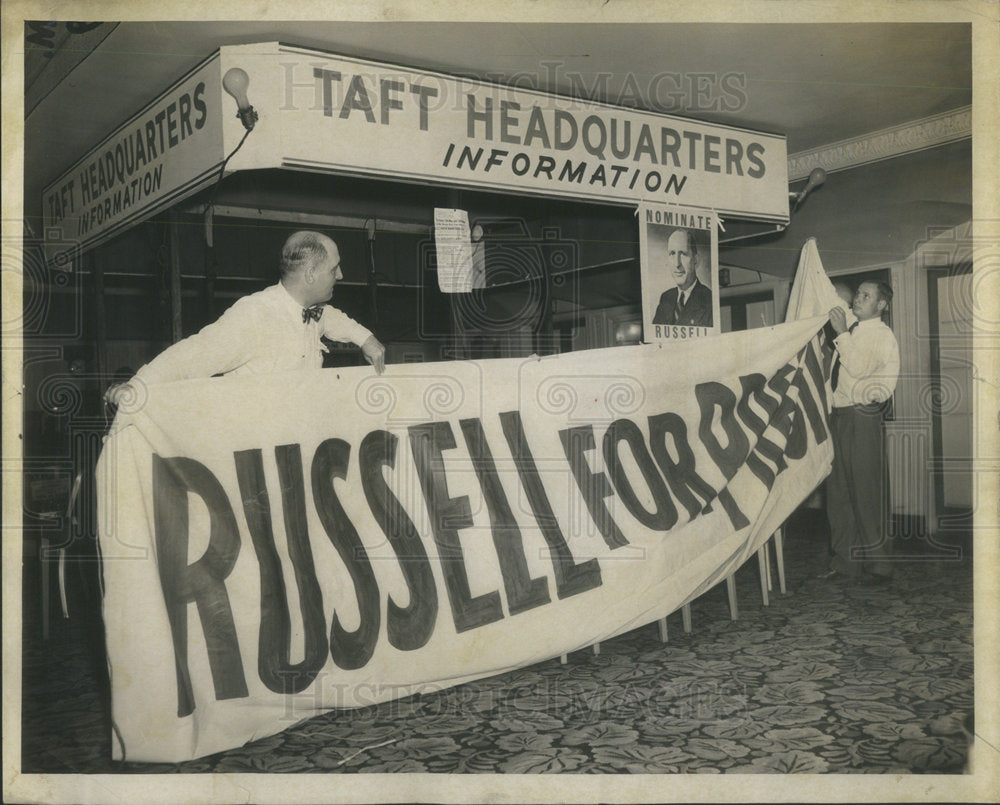 1952 Sign of Sen. Russell, the democratic candidate for nomination - Historic Images